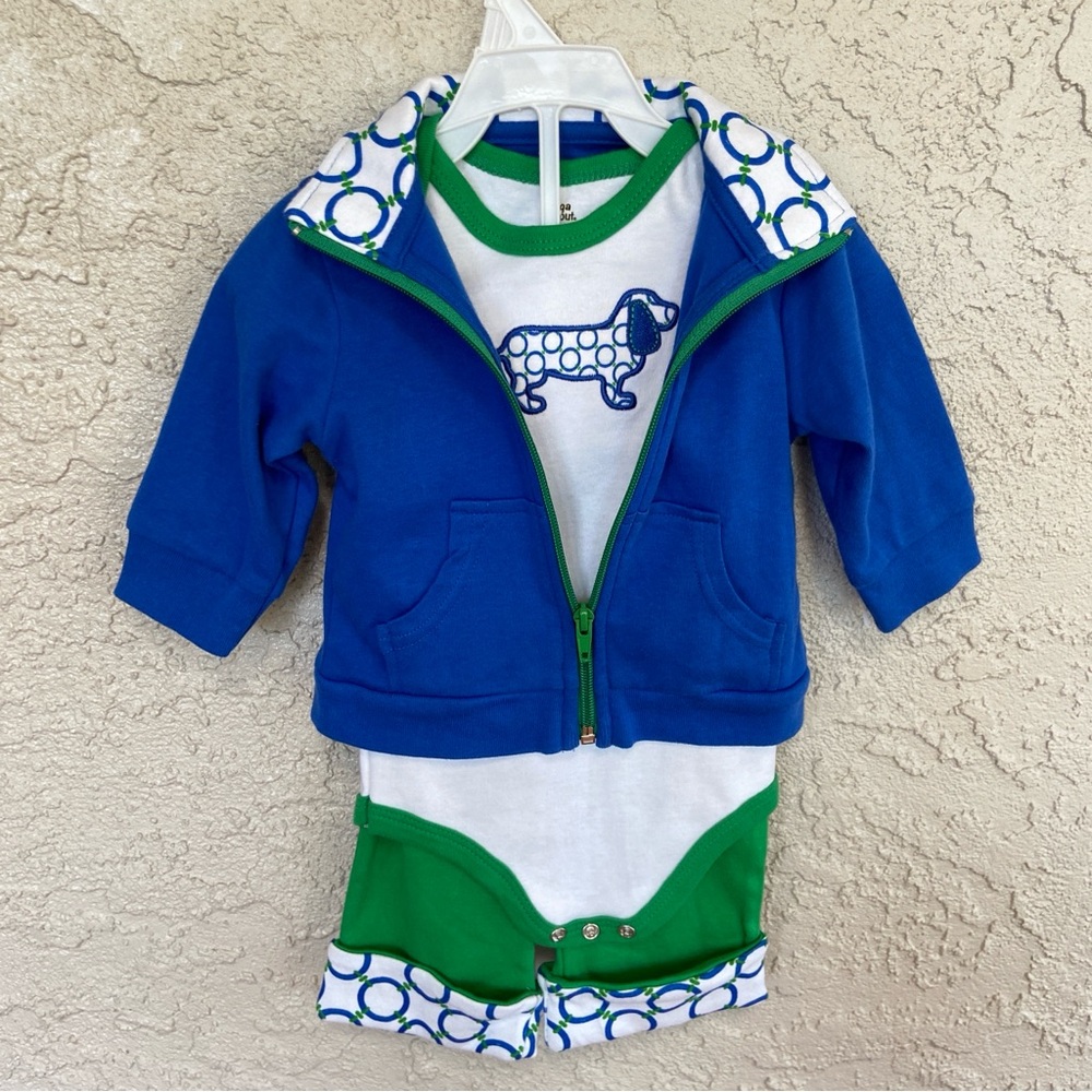 Yoga Sprout 3-pc Outfit Zippered Jacket + Bodysuit + Elastic Waist Pants 6-9 mo